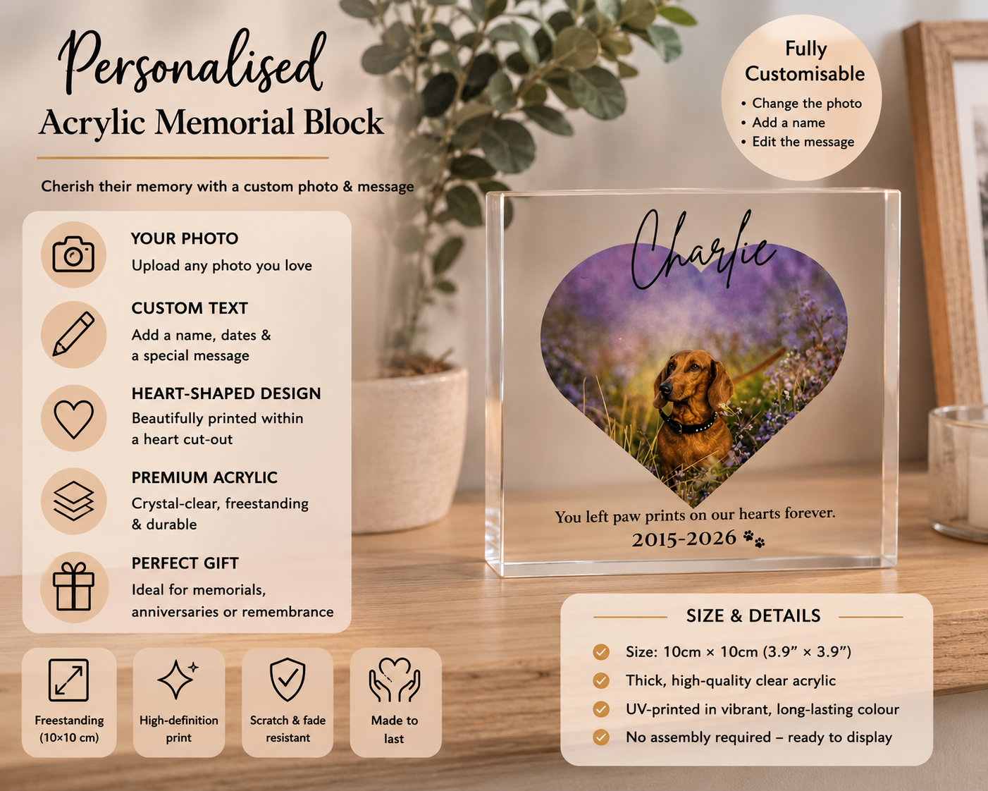 Pet memorial acrylic block gift