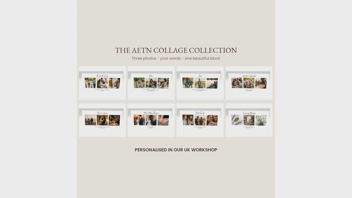 Personalised three photo collage acrylic block