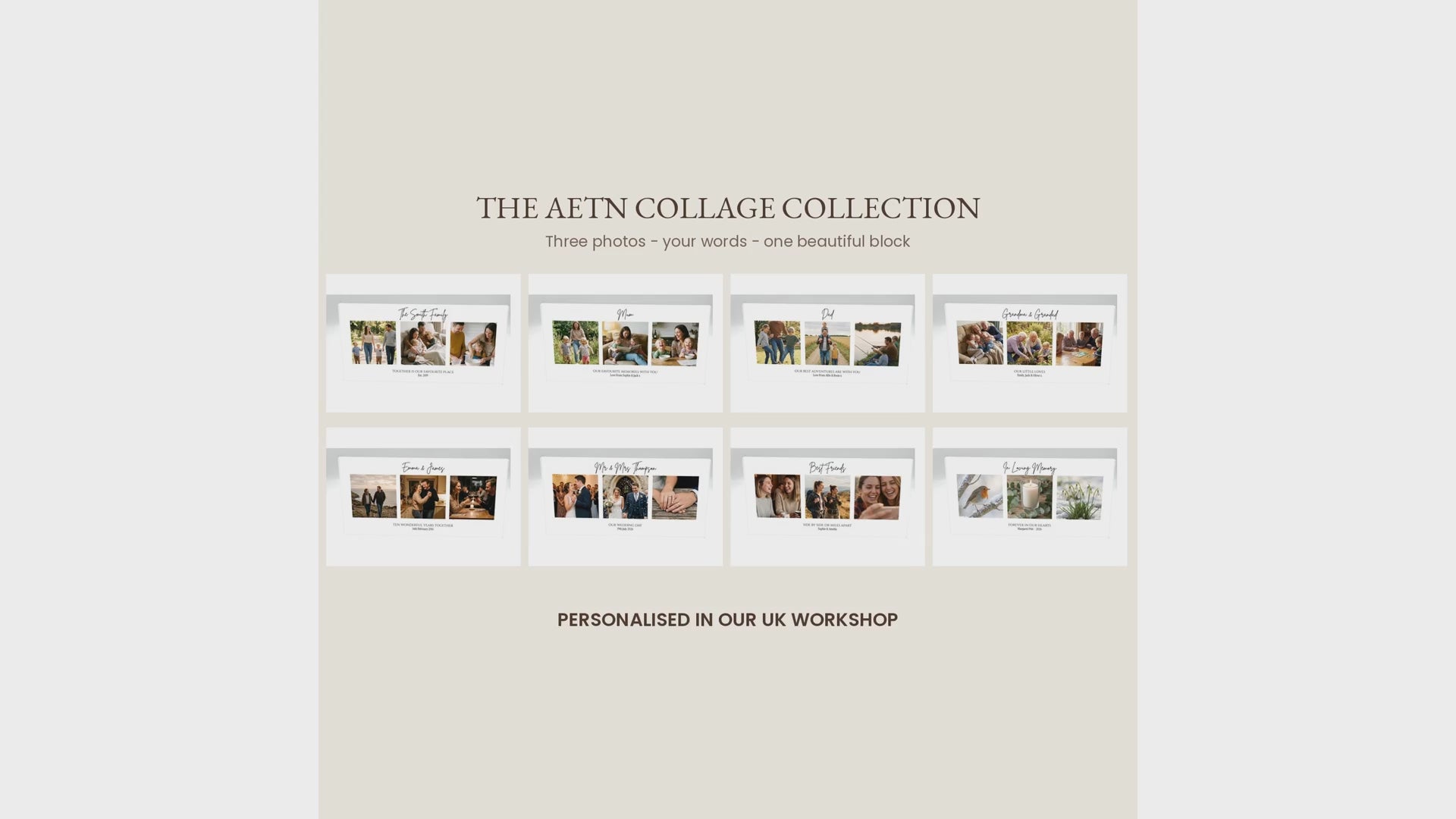 Personalised three photo collage acrylic block