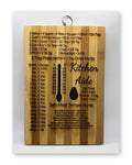 Kitchen Conversion Chart Bamboo Board