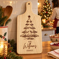 Personalised Christmas Chopping Board - Family Name, Engraved Wooden Serving Board