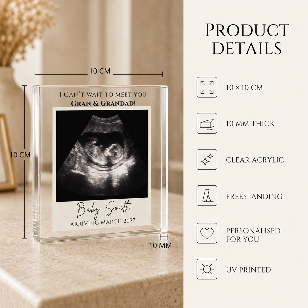 Baby scan acrylic block lifestyle