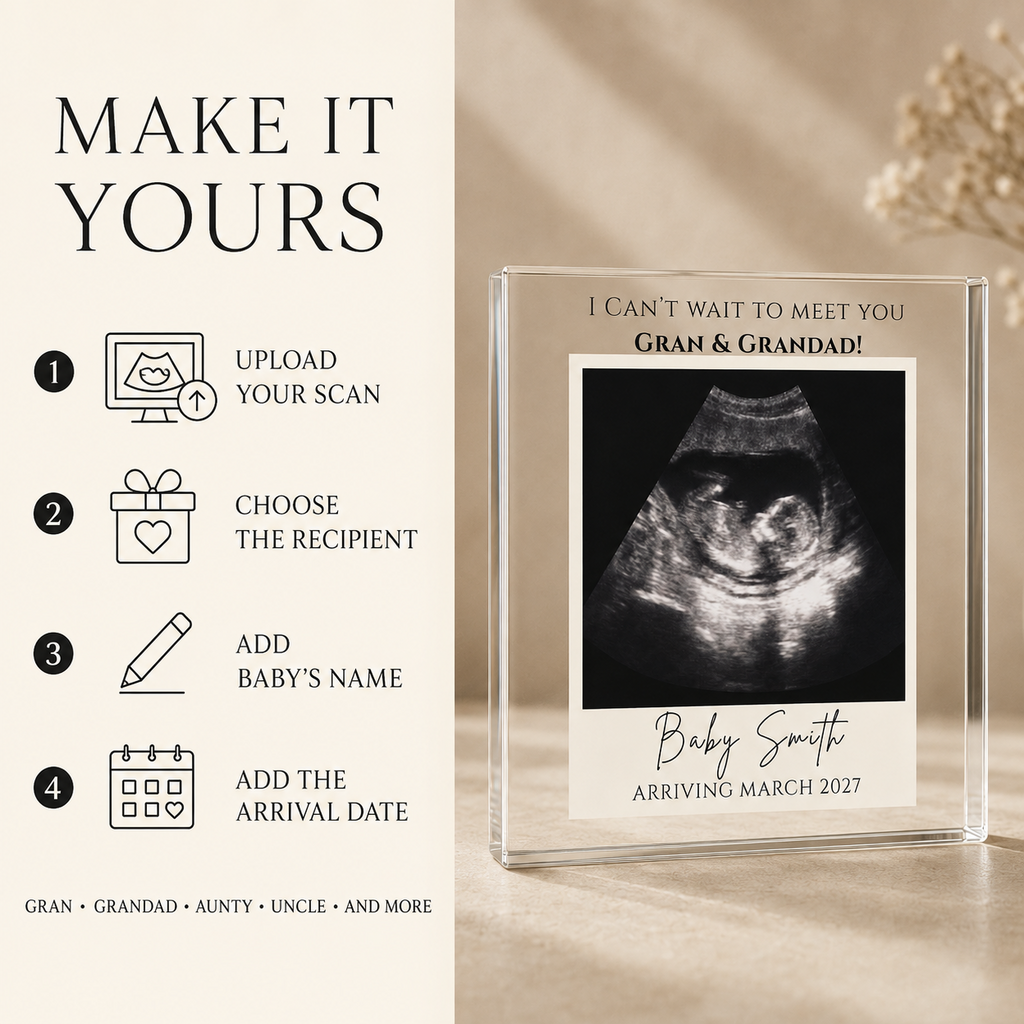 Baby scan acrylic block personalisation example