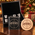 Personalised Hip Flask Gift Set & Coaster - Engraved Christmas Gift for Dad, 6oz