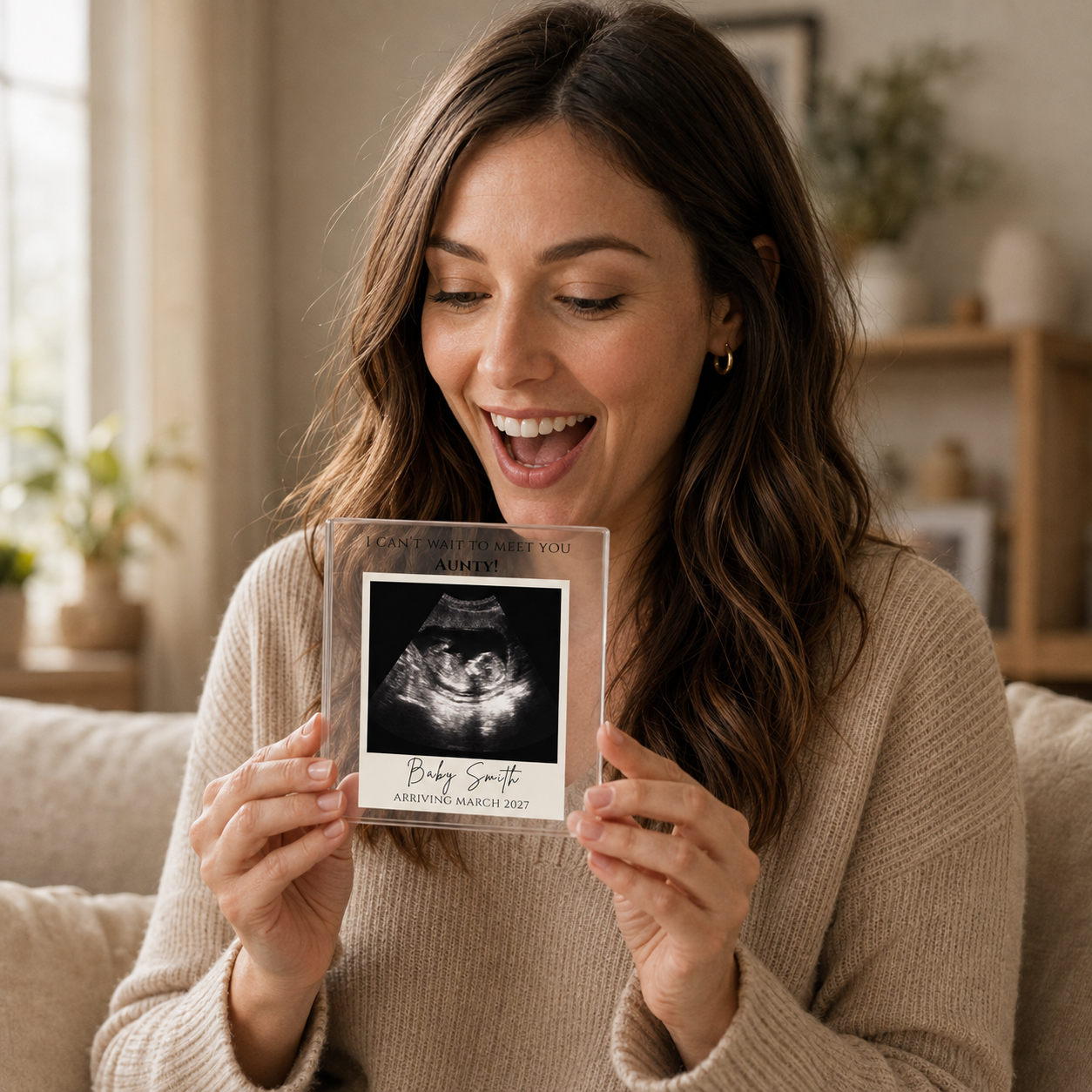 Baby scan acrylic block close-up