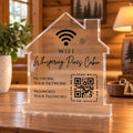 Personalised WiFi QR Code Sign - Acrylic House Shape, Airbnb Holiday Let & Guest House