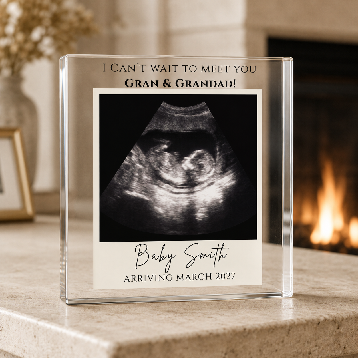 Personalised baby scan acrylic block