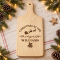 Personalised Christmas Serving Board - Snowman Family Name, Engraved Wooden 30x20cm