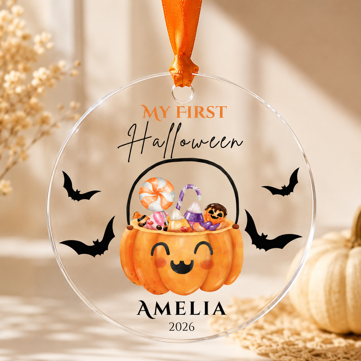 Personalised My First Halloween acrylic bauble