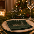 Small personalised freestanding reindeer with name and holly