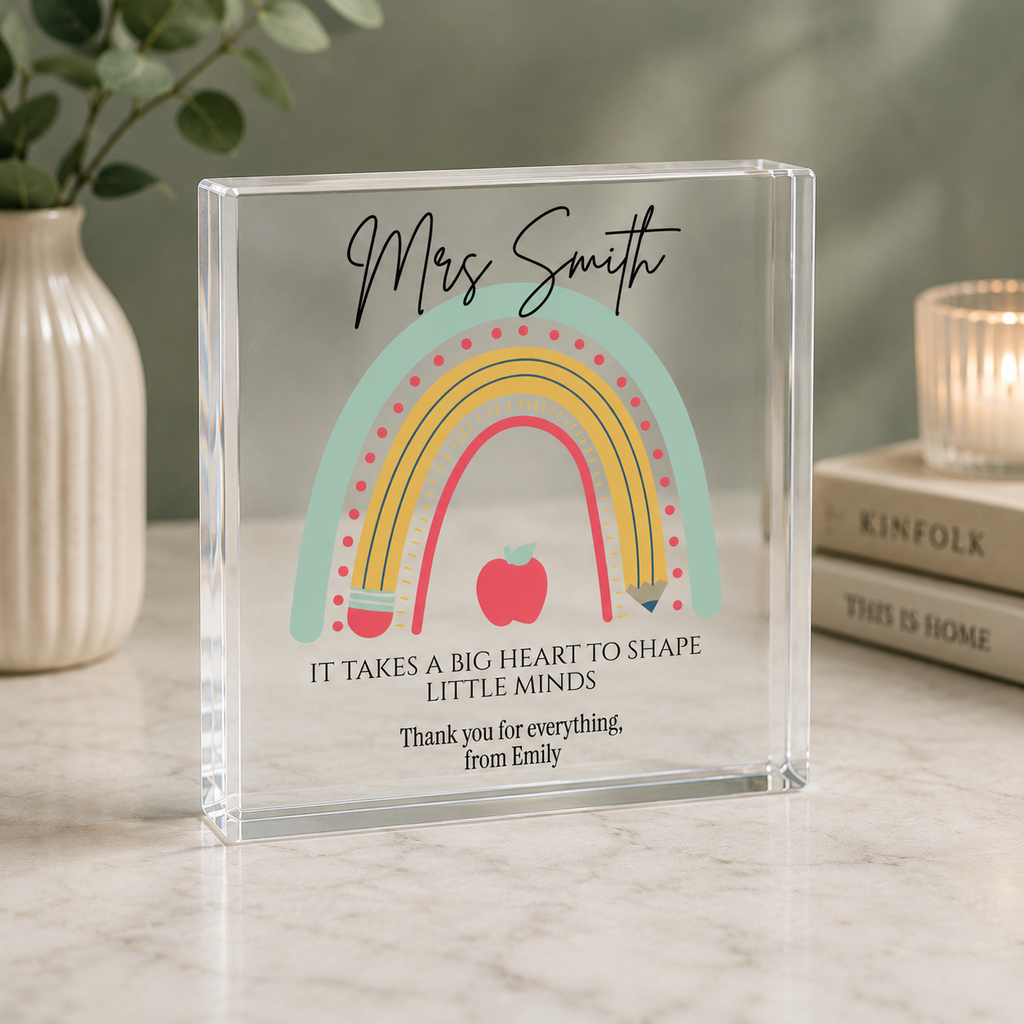 Teacher acrylic block personalisation detail