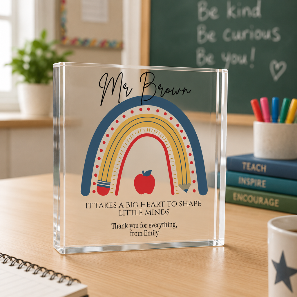 Teacher acrylic block freestanding classroom display