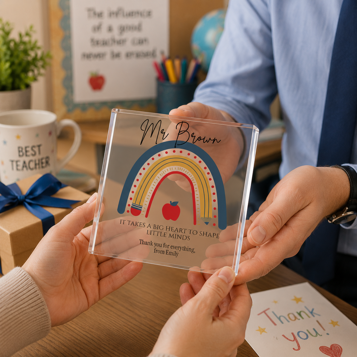 Teacher thank you acrylic block gift view