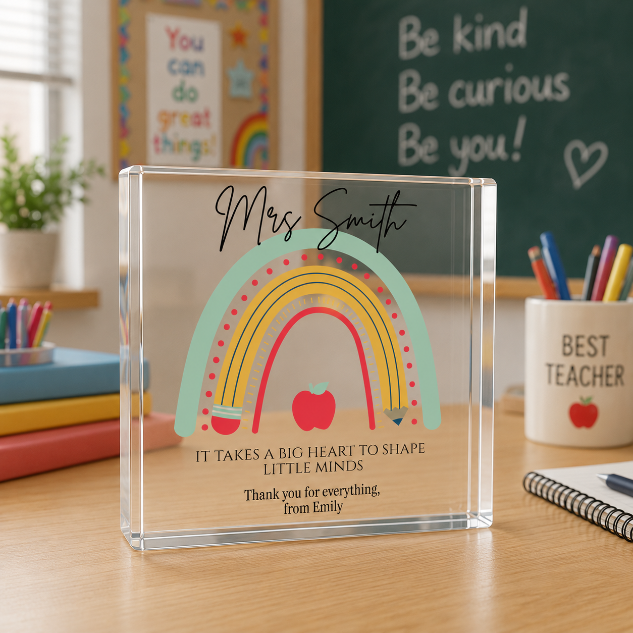 Teacher acrylic block size detail