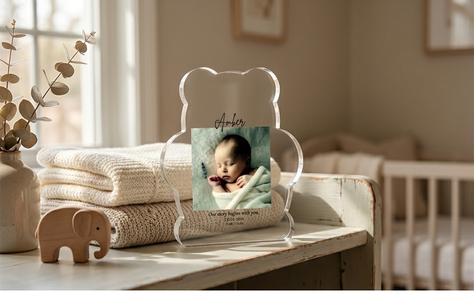 Teddy block on a nursery bench