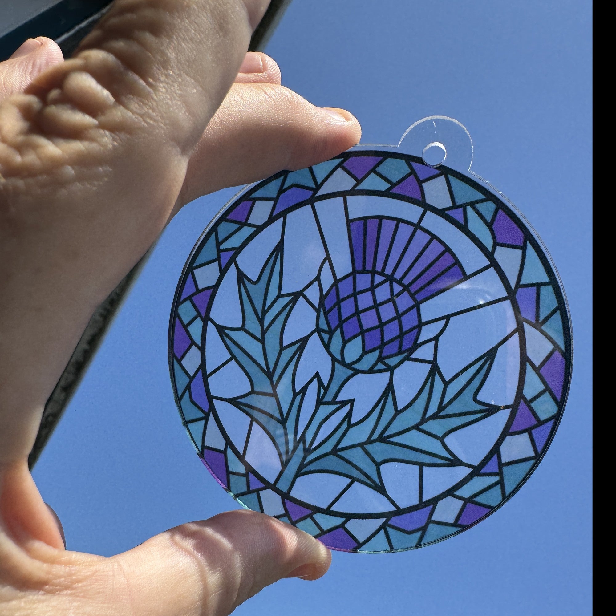 Scottish Thistle suncatcher close up detail