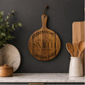 Personalised wedding acacia chopping board engraved Mr and Mrs with date