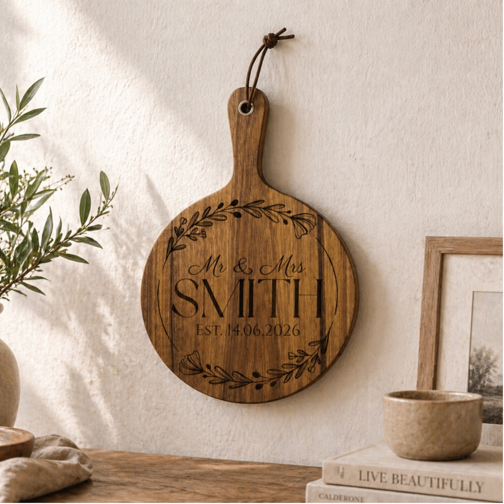 Wedding board with handle and hanging loop