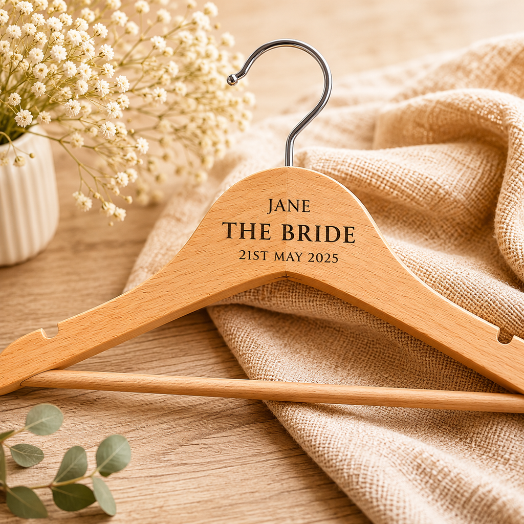 Wedding hanger engraving detail