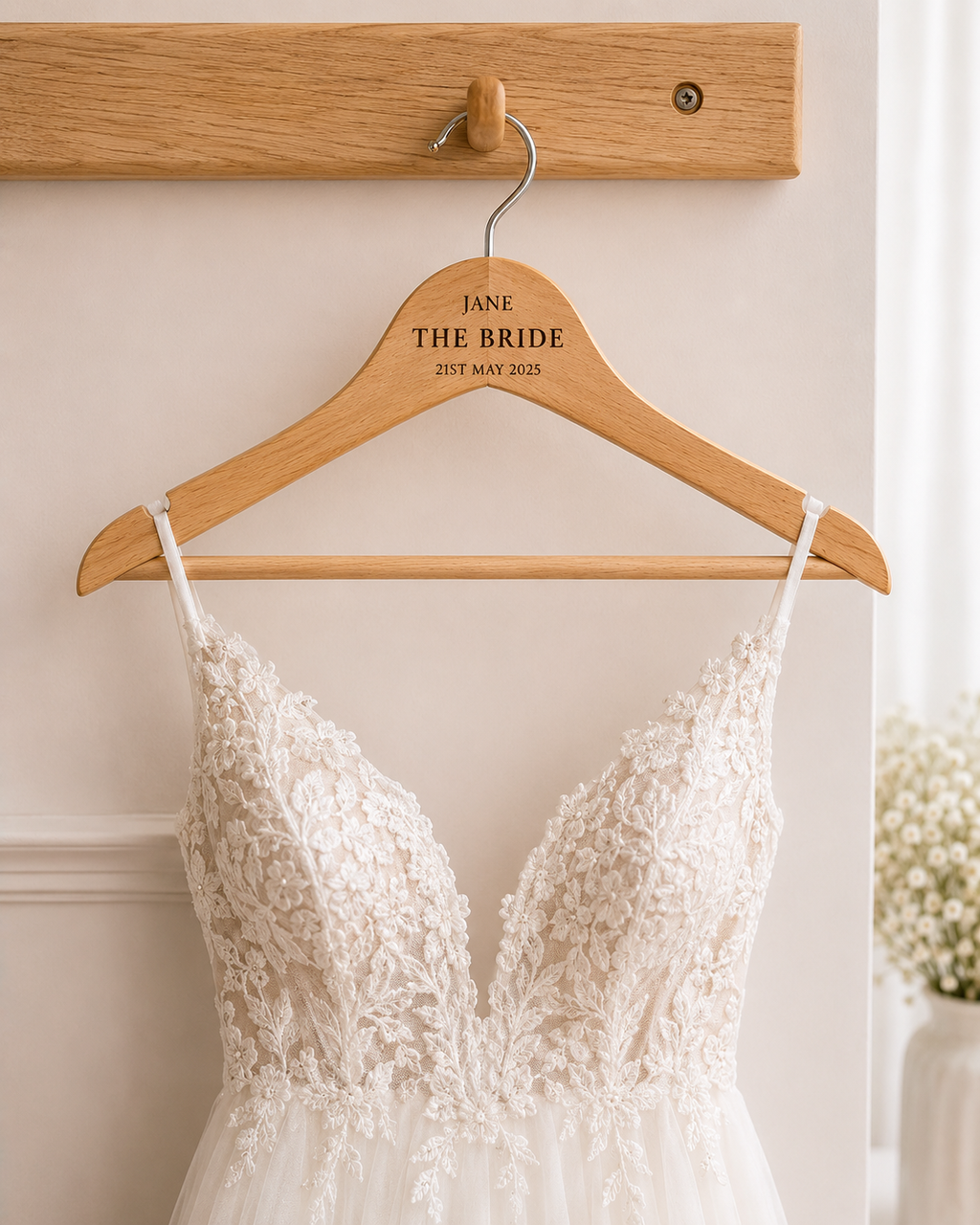 Wedding dress hanger photography display