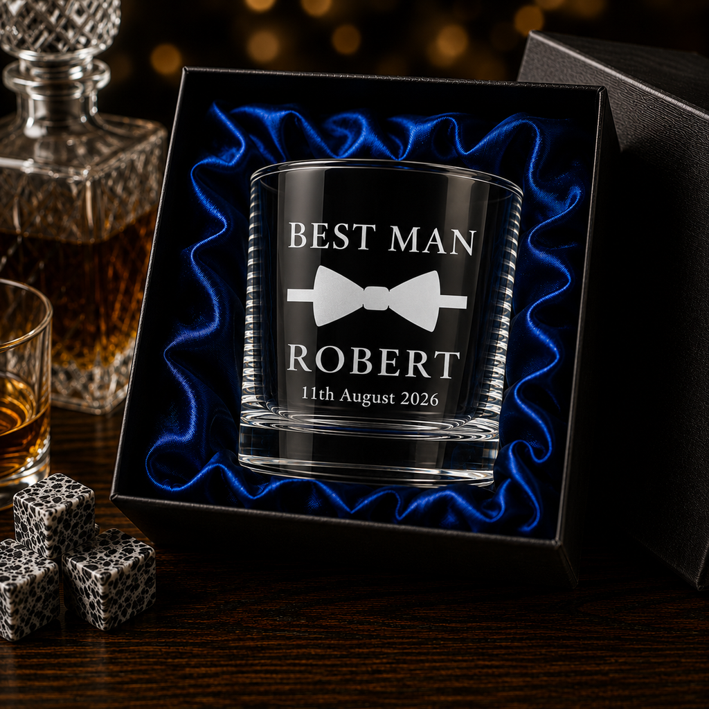 Vintage year whisky glass engraving detail