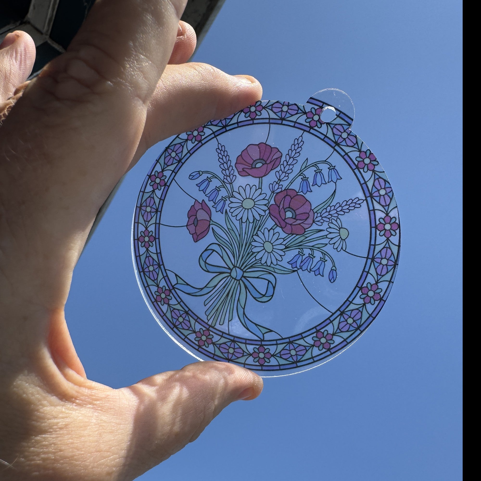 Wildflower bouquet suncatcher close up detail